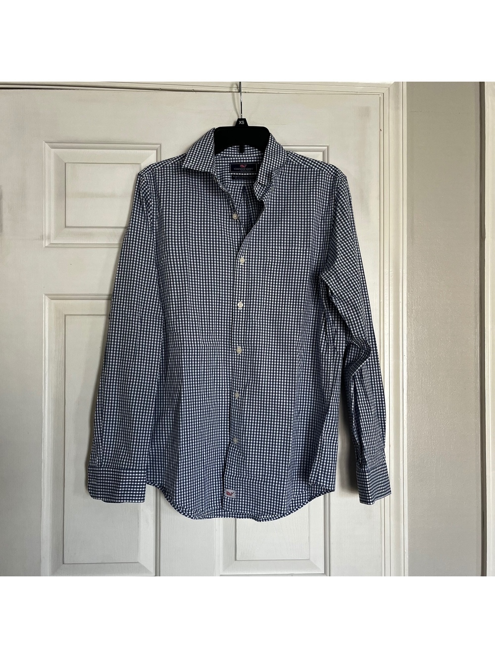Vineyard Vines Slim Fit Murray Shirt Small Blue Gingham Cotton Blend